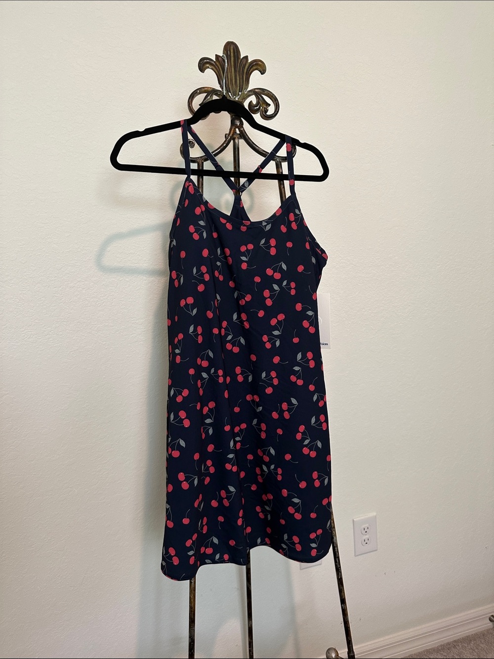 Navy Cherry Print Strappy Sundress - Picture 2 of 4